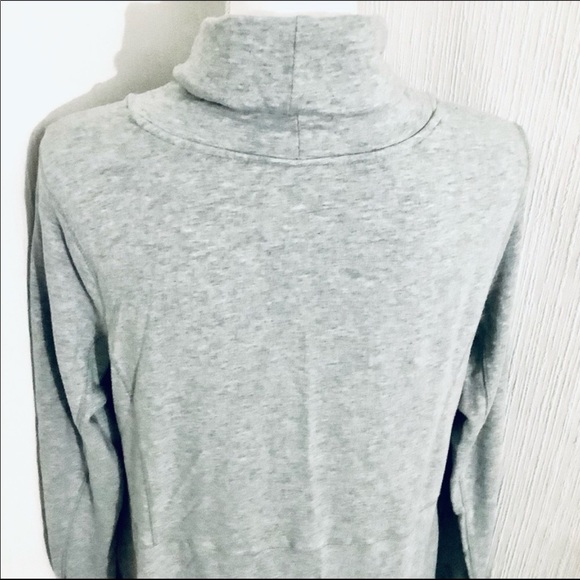 J.JILL Gray Pullover Turtle Neck/Cowl Skirted Sweatshirt Dress Side Pockets EUC - Picture 2 of 8